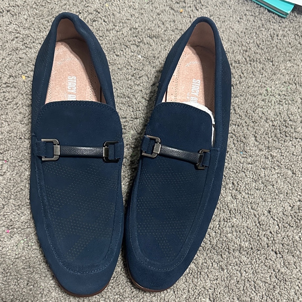 Stacy Adams Navy Loafers with Buckle